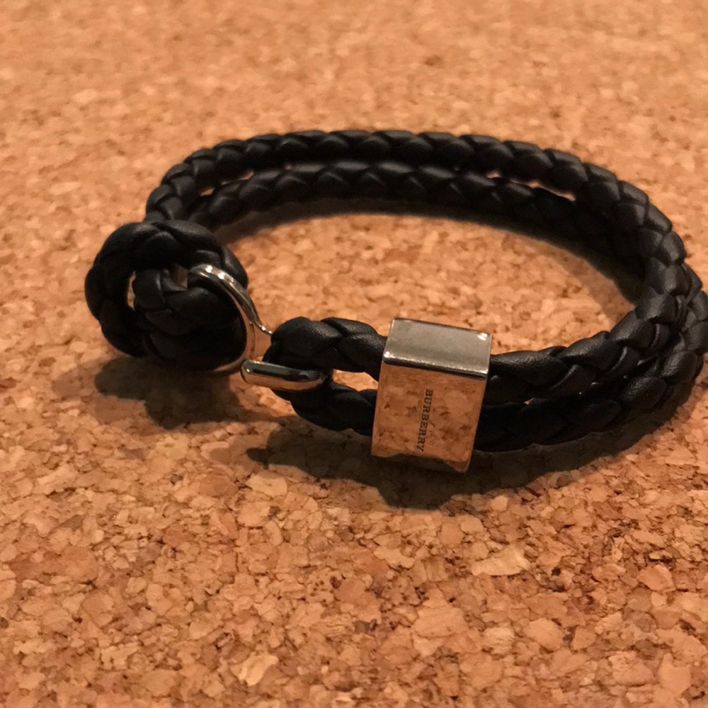 Burberry new men bracelet black leather